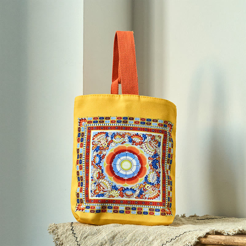 Buddha Stones Dunhuang Apsara volanti Statue di Buddha di loto Borsa di tela - Dunhuang loto giallo 15 * 8 * 22 cm - image 0