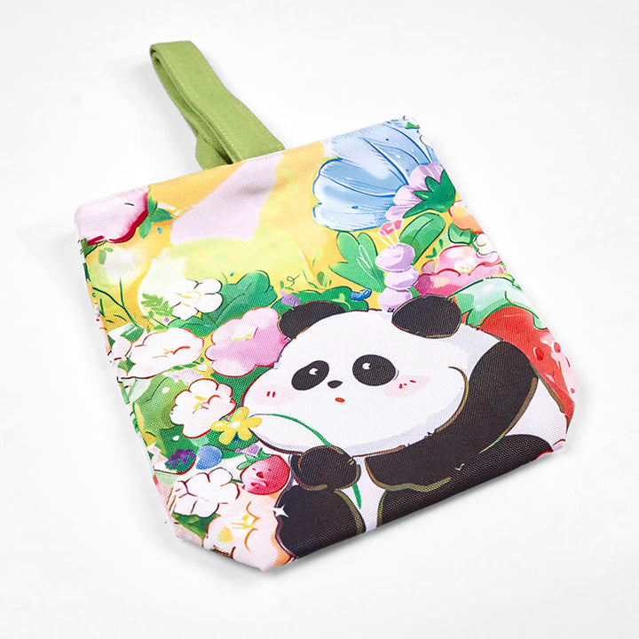 Borsa a mano in tela di nespolo con motivo panda orchidea Buddha Stones