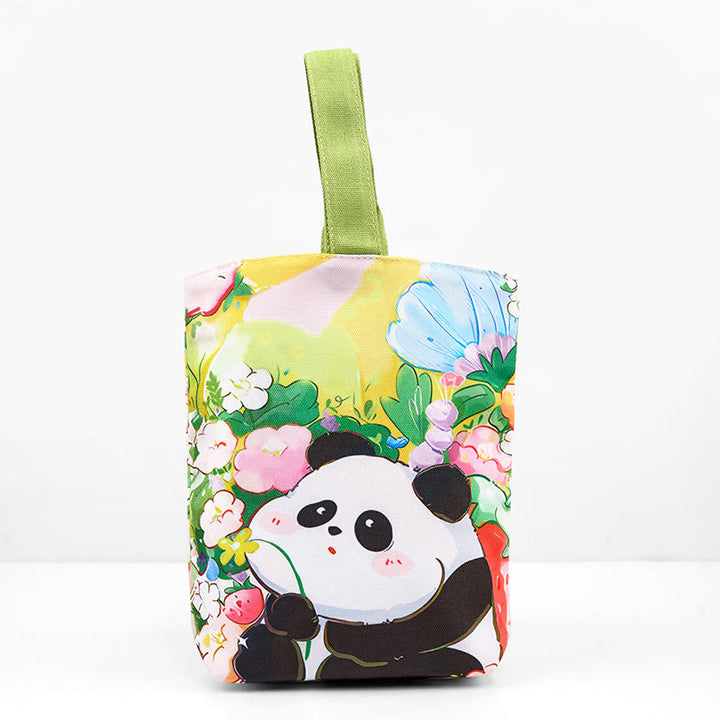 Borsa a mano in tela di nespolo con motivo panda orchidea Buddha Stones