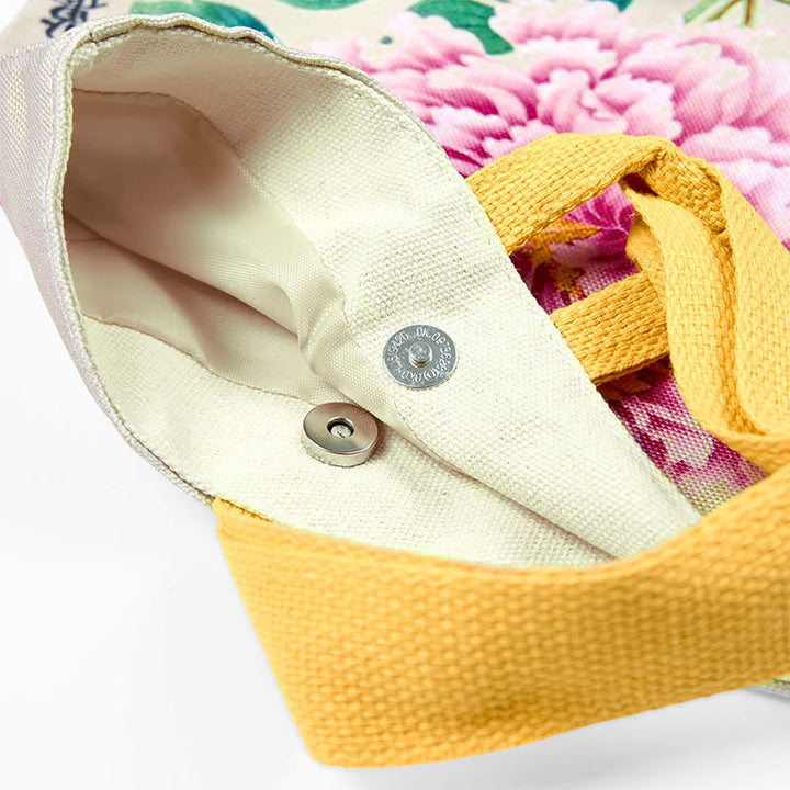 Borsa a mano in tela con Buddha Stones e peonia