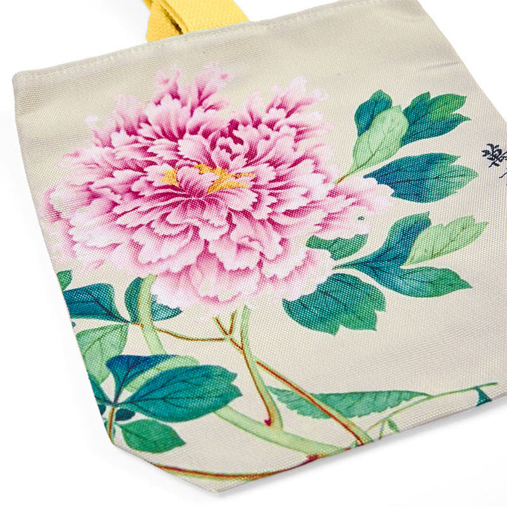 Borsa a mano in tela con Buddha Stones e peonia