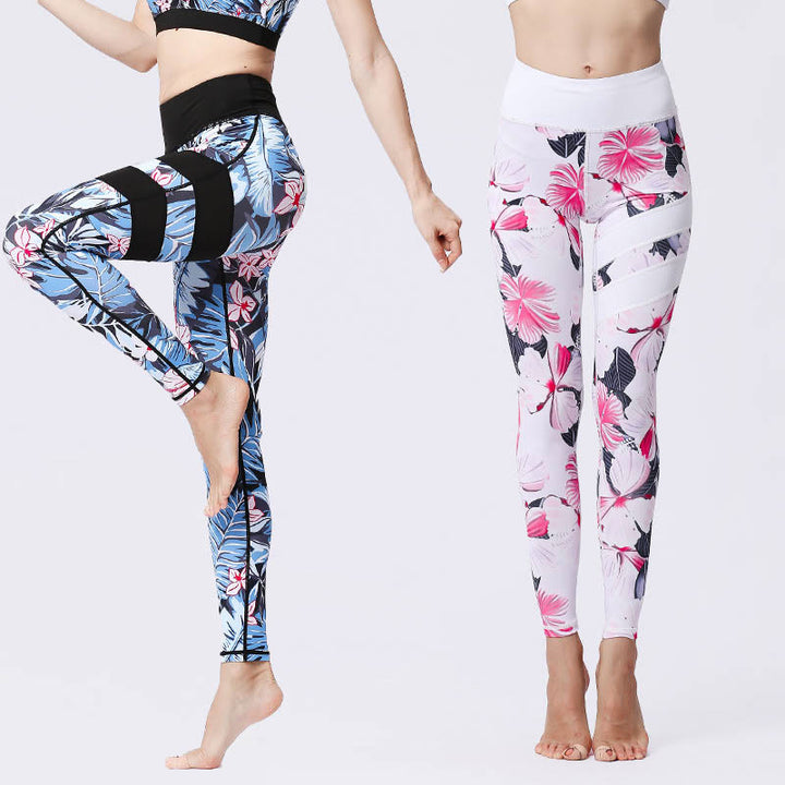 Buddha Stones Flower Petal Leaves Stampa Sport Esercizio Fitness Vita Alta Leggings Pantaloni Yoga Donna - image 0