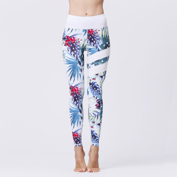 Buddha Stones Flower Petal Leaves Stampa Sport Esercizio Fitness Vita Alta Leggings Pantaloni Yoga Donna - Bianco Fantasma - US8-10, UK/AU12-14, EU40-42 (XL) - image 15