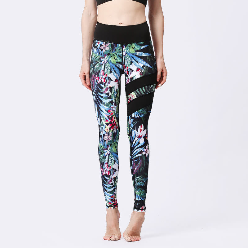 Buddha Stones Flower Petal Leaves Stampa Sport Esercizio Fitness Vita Alta Leggings Pantaloni Yoga Donna - FiordalisoBlu - US8-10, UK/AU12-14, EU40-42 (XL) - image 19