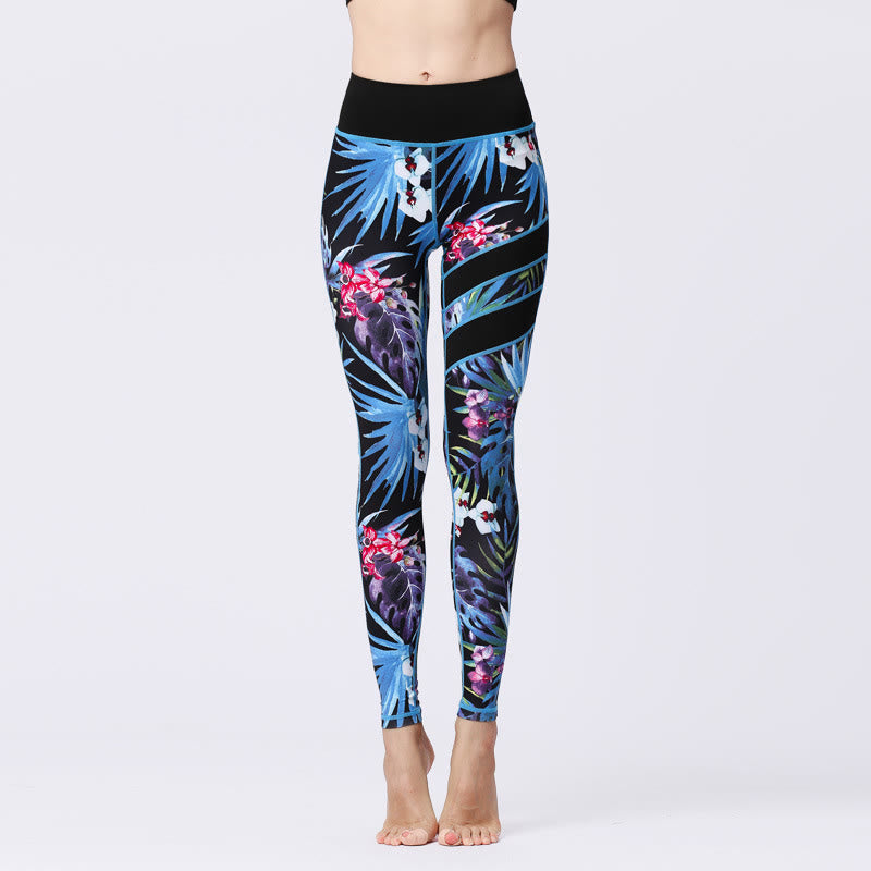 Buddha Stones Flower Petal Leaves Stampa Sport Esercizio Fitness Vita Alta Leggings Pantaloni Yoga Donna - DodgerBlue - US8-10, UK/AU12-14, EU40-42 (XL) - image 22