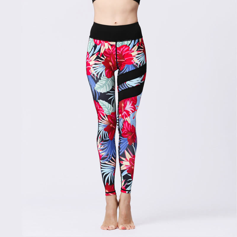 Buddha Stones Flower Petal Leaves Stampa Sport Esercizio Fitness Vita Alta Leggings Pantaloni Yoga Donna - Cremisi - US8-10, UK/AU12-14, EU40-42 (XL) - image 30