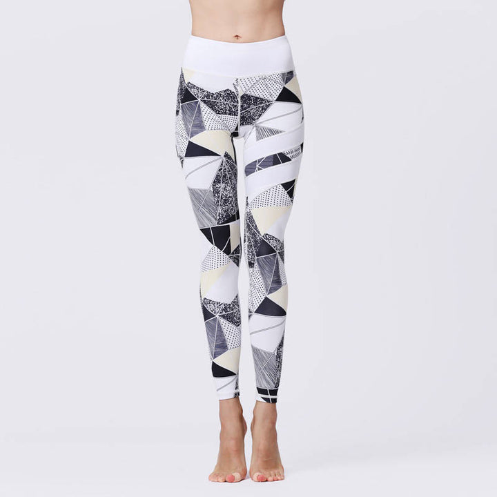 Buddha Stones Flower Petal Leaves Stampa Sport Esercizio Fitness Vita Alta Leggings Pantaloni Yoga Donna - Nevicare - US8-10, UK/AU12-14, EU40-42 (XL) - image 43