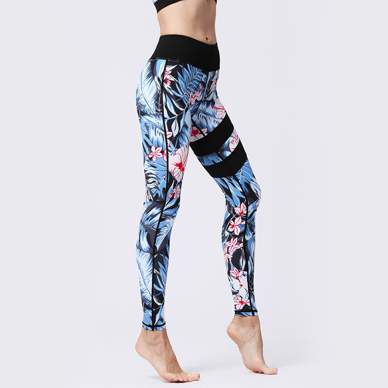 Buddha Stones Flower Petal Leaves Stampa Sport Esercizio Fitness Vita Alta Leggings Pantaloni Yoga Donna - image 2