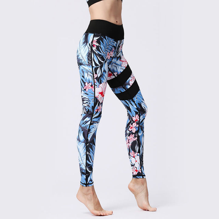 Buddha Stones Flower Petal Leaves Stampa Sport Esercizio Fitness Vita Alta Leggings Pantaloni Yoga Donna - image 2
