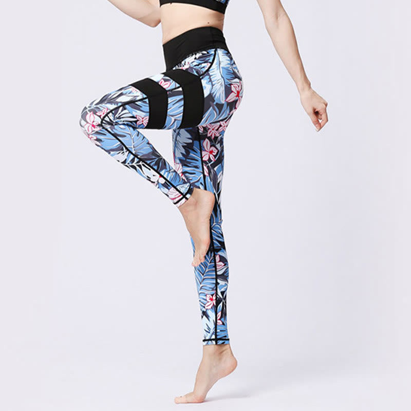 Buddha Stones Flower Petal Leaves Stampa Sport Esercizio Fitness Vita Alta Leggings Pantaloni Yoga Donna - image 3