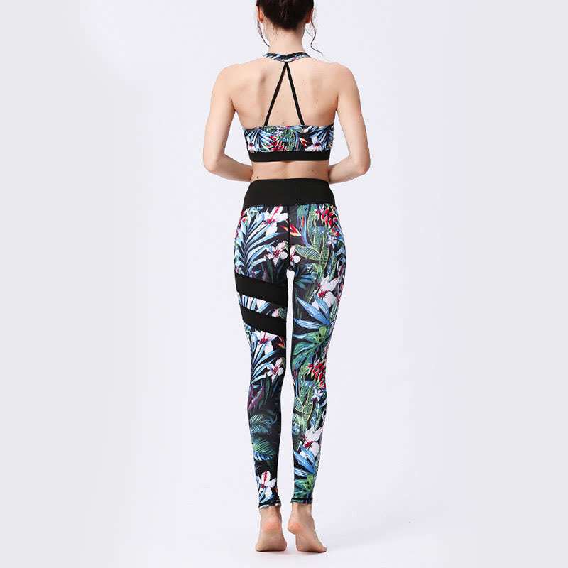 Buddha Stones Flower Petal Leaves Stampa Sport Esercizio Fitness Vita Alta Leggings Pantaloni Yoga Donna - image 21