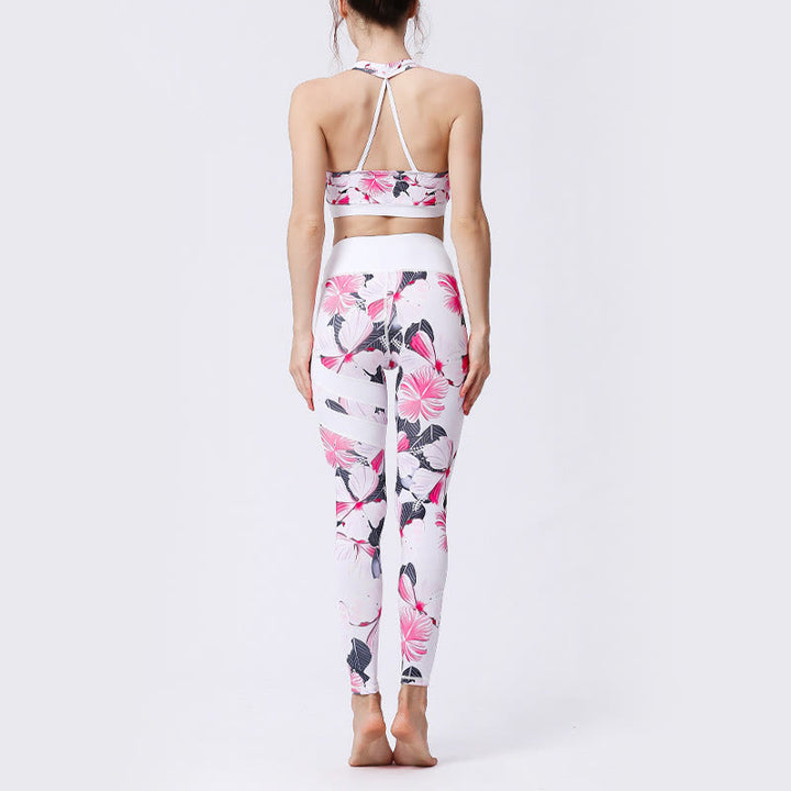 Buddha Stones Flower Petal Leaves Stampa Sport Esercizio Fitness Vita Alta Leggings Pantaloni Yoga Donna - image 10