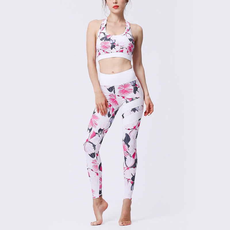 Buddha Stones Flower Petal Leaves Stampa Sport Esercizio Fitness Vita Alta Leggings Pantaloni Yoga Donna - image 9