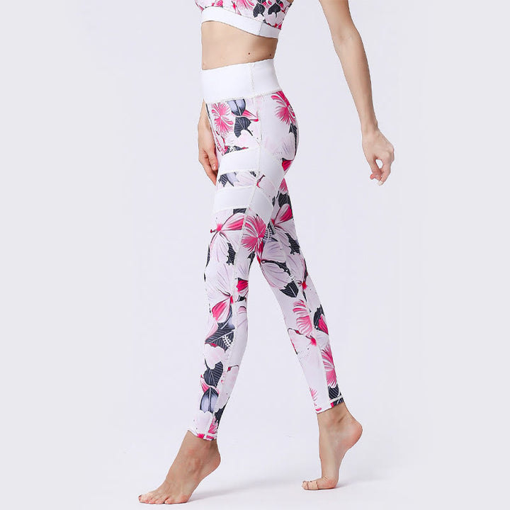 Buddha Stones Flower Petal Leaves Stampa Sport Esercizio Fitness Vita Alta Leggings Pantaloni Yoga Donna - image 8