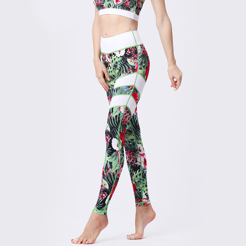 Buddha Stones Flower Petal Leaves Stampa Sport Esercizio Fitness Vita Alta Leggings Pantaloni Yoga Donna - image 12