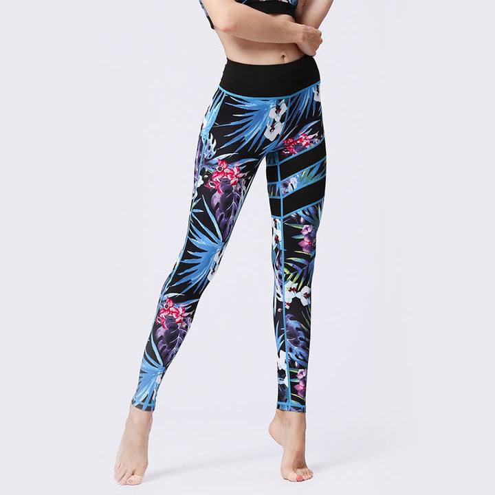 Buddha Stones Flower Petal Leaves Stampa Sport Esercizio Fitness Vita Alta Leggings Pantaloni Yoga Donna - image 23
