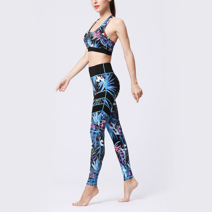 Buddha Stones Flower Petal Leaves Stampa Sport Esercizio Fitness Vita Alta Leggings Pantaloni Yoga Donna - image 25