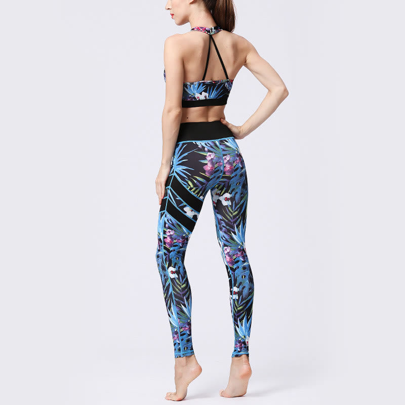 Buddha Stones Flower Petal Leaves Stampa Sport Esercizio Fitness Vita Alta Leggings Pantaloni Yoga Donna - image 24