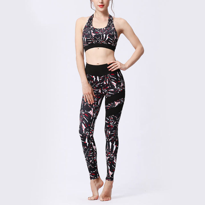 Buddha Stones Flower Petal Leaves Stampa Sport Esercizio Fitness Vita Alta Leggings Pantaloni Yoga Donna - image 29