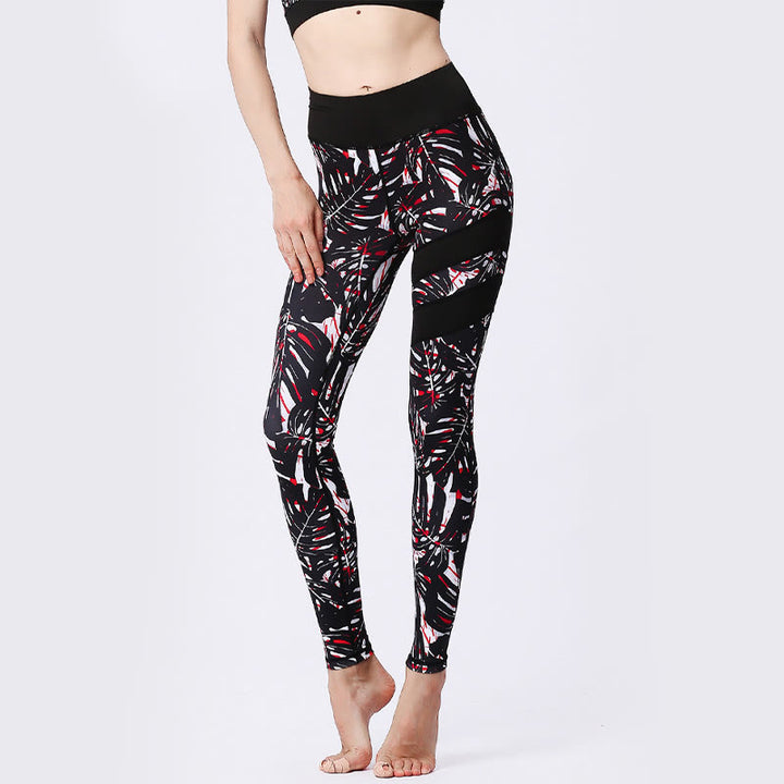 Buddha Stones Flower Petal Leaves Stampa Sport Esercizio Fitness Vita Alta Leggings Pantaloni Yoga Donna - image 27