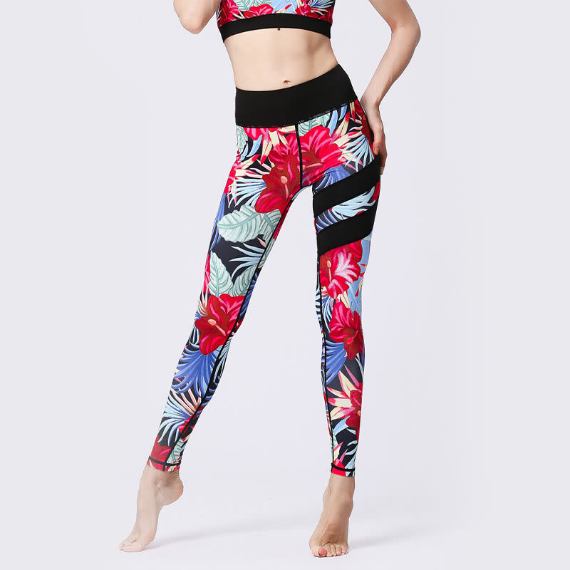 Buddha Stones Flower Petal Leaves Stampa Sport Esercizio Fitness Vita Alta Leggings Pantaloni Yoga Donna - image 31