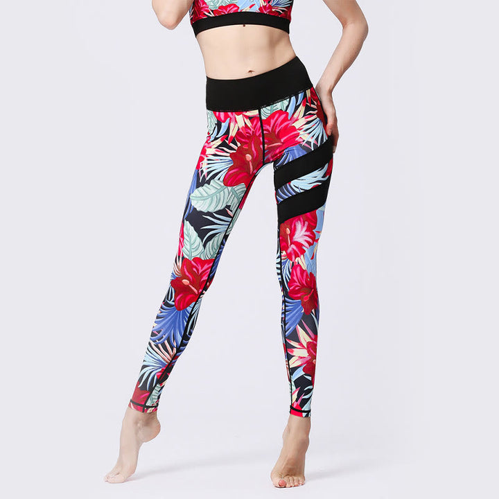 Buddha Stones Flower Petal Leaves Stampa Sport Esercizio Fitness Vita Alta Leggings Pantaloni Yoga Donna - image 31