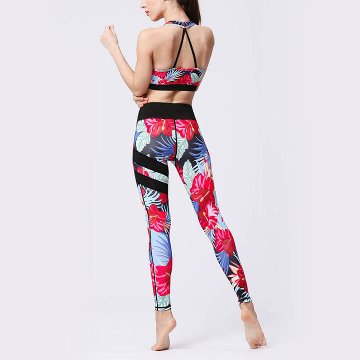 Buddha Stones Flower Petal Leaves Stampa Sport Esercizio Fitness Vita Alta Leggings Pantaloni Yoga Donna - image 34