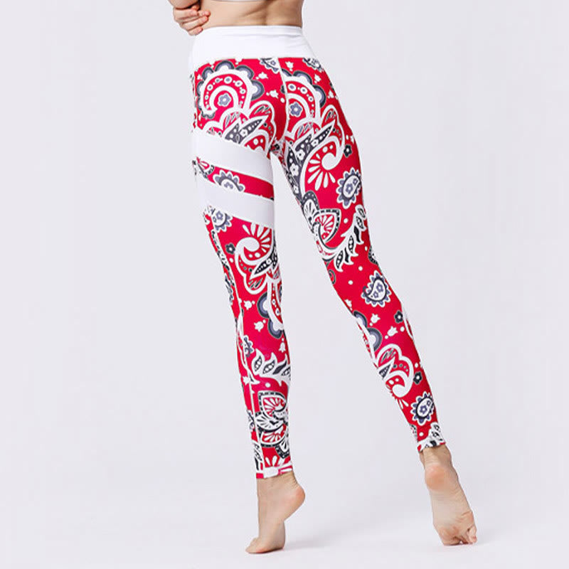 Buddha Stones Flower Petal Leaves Stampa Sport Esercizio Fitness Vita Alta Leggings Pantaloni Yoga Donna - image 37