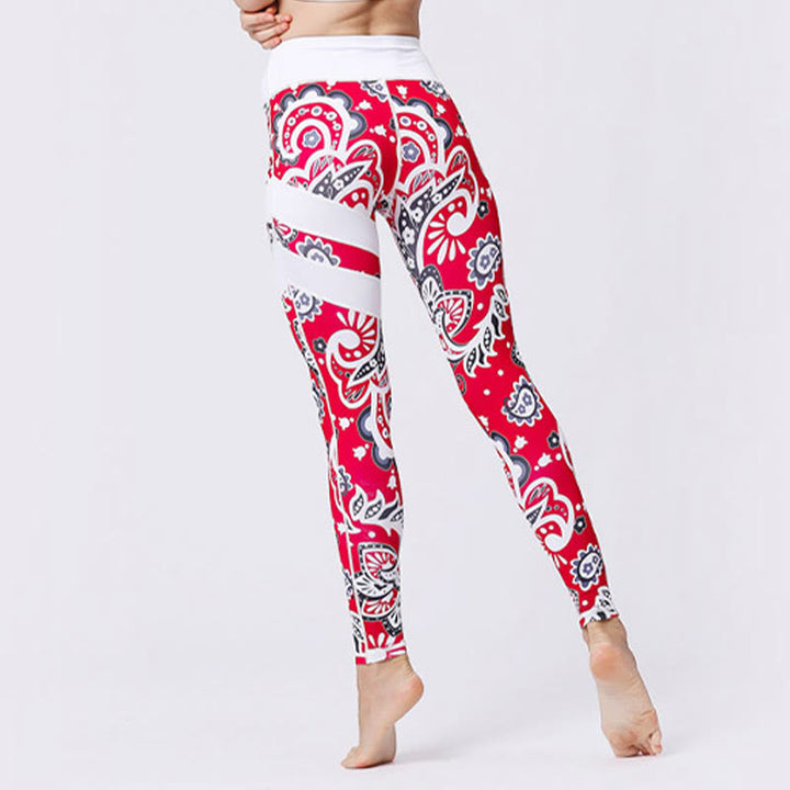Buddha Stones Flower Petal Leaves Stampa Sport Esercizio Fitness Vita Alta Leggings Pantaloni Yoga Donna - image 37