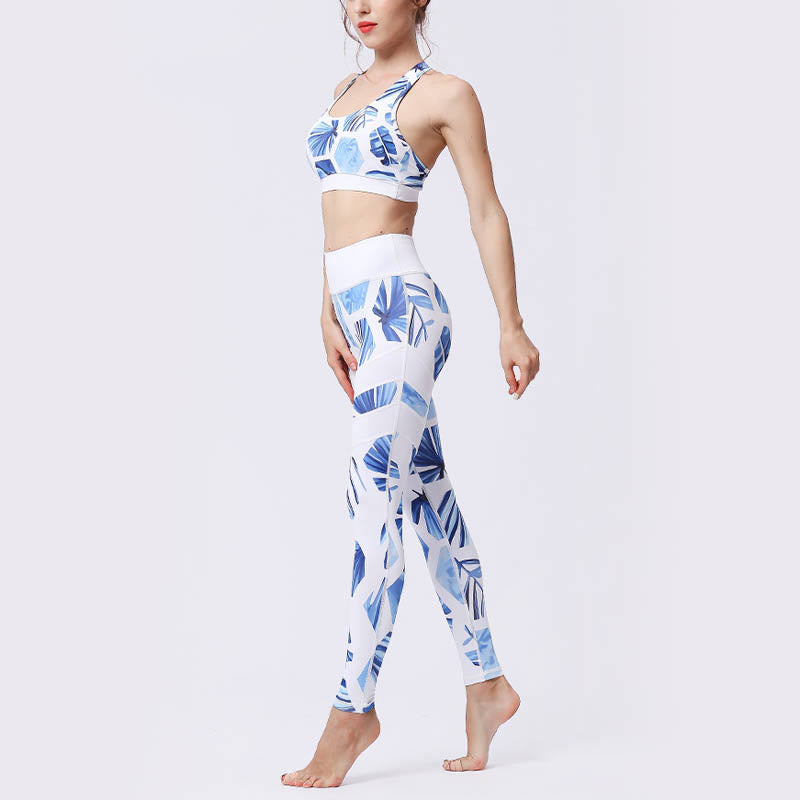 Buddha Stones Flower Petal Leaves Stampa Sport Esercizio Fitness Vita Alta Leggings Pantaloni Yoga Donna - image 41