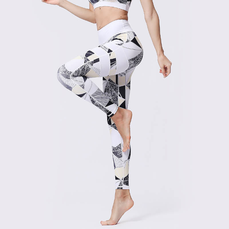Buddha Stones Flower Petal Leaves Stampa Sport Esercizio Fitness Vita Alta Leggings Pantaloni Yoga Donna - image 44