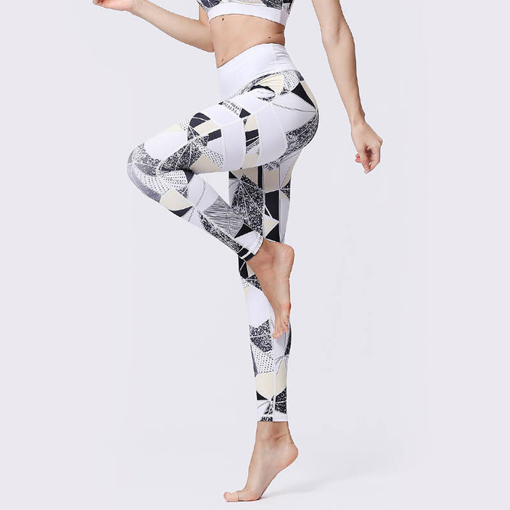 Buddha Stones Flower Petal Leaves Stampa Sport Esercizio Fitness Vita Alta Leggings Pantaloni Yoga Donna - image 44