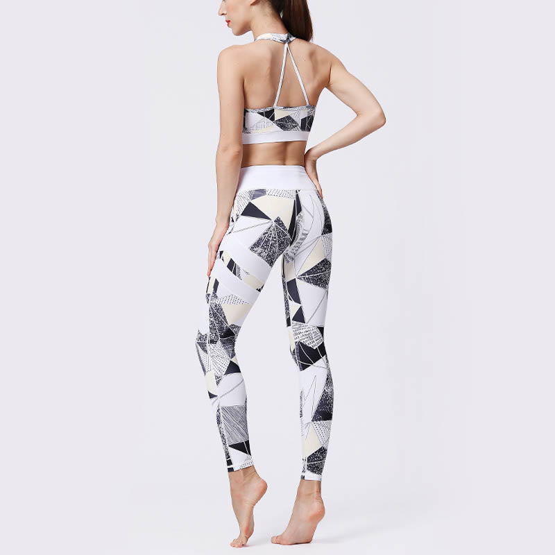 Buddha Stones Flower Petal Leaves Stampa Sport Esercizio Fitness Vita Alta Leggings Pantaloni Yoga Donna - image 45