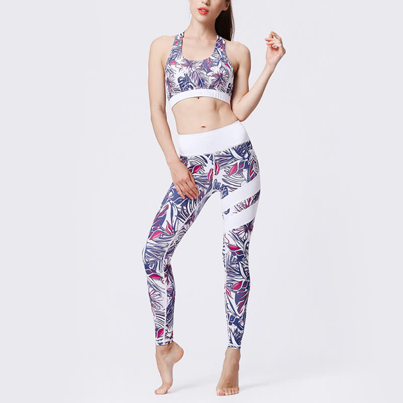 Buddha Stones Flower Petal Leaves Stampa Sport Esercizio Fitness Vita Alta Leggings Pantaloni Yoga Donna - image 49