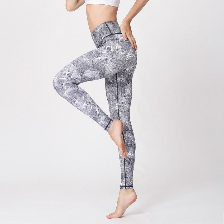 Leggings sportivi da fitness con stampa di Buddha Stones, pantaloni da yoga da donna - Grigio chiaro - US8-10, UK/AU12-14, EU40-42 (XL) - image 6