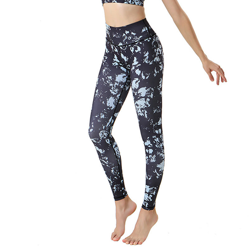 Leggings da yoga a vita alta con stampa di foglie d'acero Buddha Stones , per esercizi sportivi e fitness, pantaloni da yoga da donna - Macchie - US8-10, UK/AU12-14, EU40-42 (XL) - image 0