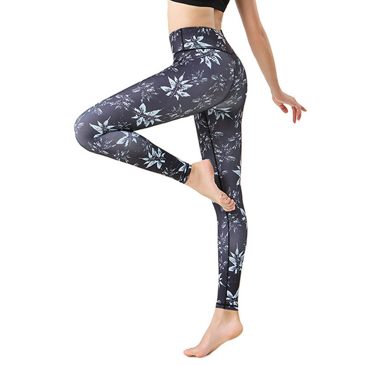 Leggings da yoga a vita alta con stampa di foglie d'acero Buddha Stones , per esercizi sportivi e fitness, pantaloni da yoga da donna - Foglia d'acero - US8-10, UK/AU12-14, EU40-42 (XL) - image 4