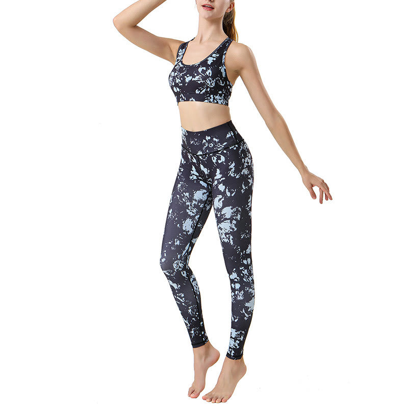 Leggings da yoga a vita alta con stampa di foglie d'acero Buddha Stones , per esercizi sportivi e fitness, pantaloni da yoga da donna - image 3