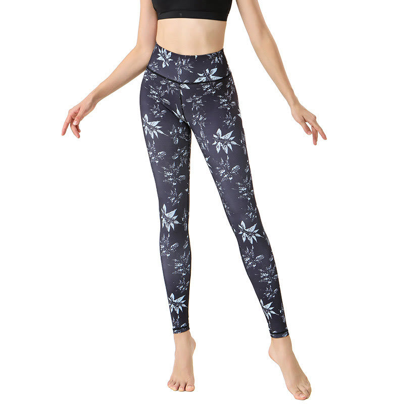 Leggings da yoga a vita alta con stampa di foglie d'acero Buddha Stones , per esercizi sportivi e fitness, pantaloni da yoga da donna - image 5