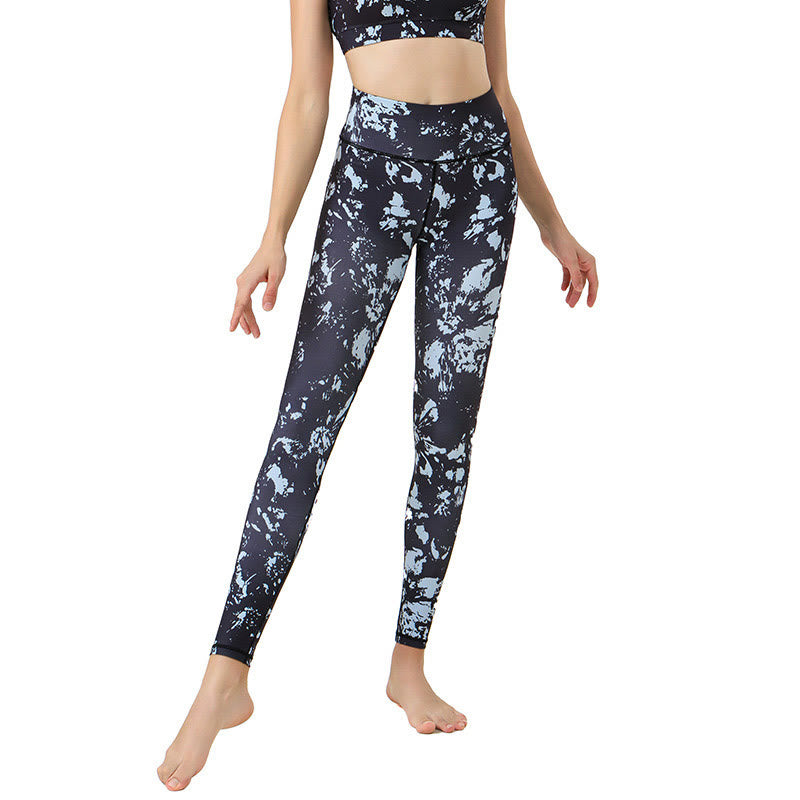 Leggings da yoga a vita alta con stampa di foglie d'acero Buddha Stones , per esercizi sportivi e fitness, pantaloni da yoga da donna - image 1
