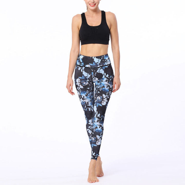 Leggings sportivi da fitness con stampa di foglie semplici Buddha Stones, pantaloni da yoga da donna - image 4