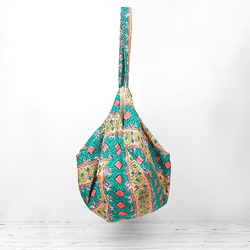 Borsa a tracolla in cotone con motivo a strisce colorate Buddha Stones