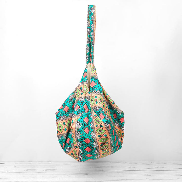 Borsa a tracolla in cotone con motivo a strisce colorate Buddha Stones