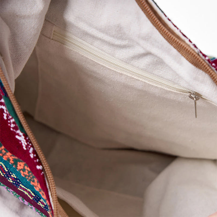 Borsa a tracolla in cotone con motivo a strisce geometriche colorate Buddha Stones