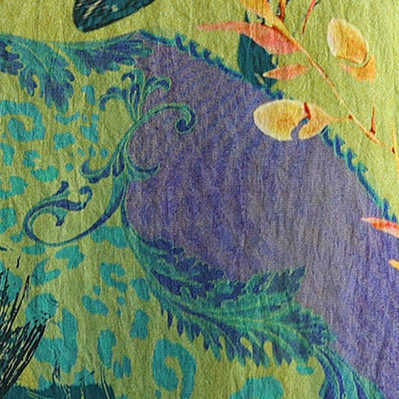 Maglietta in lino con maniche a tre quarti e fiori gialli e verdi Buddha Stones - image 8