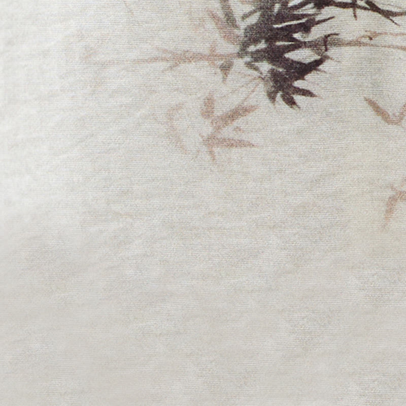 Maglietta con stampa di foglie di bambù e inchiostro con scollo a V e lacci e bottoni a rana, motivo Buddha Stones - image 13