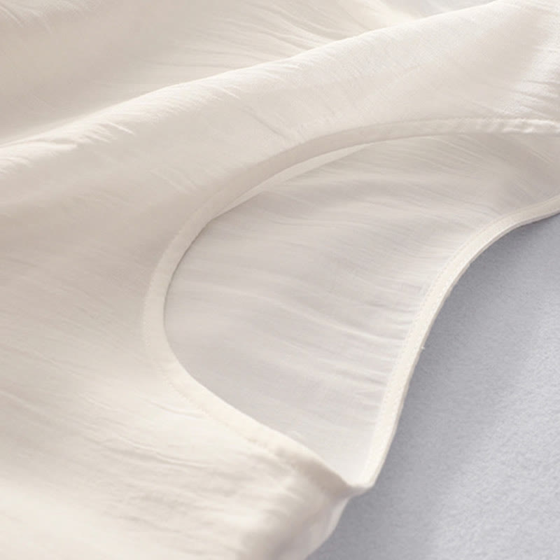 Abito midi in cotone a maniche corte con ricamo in tinta unita Buddha Stones - image 6