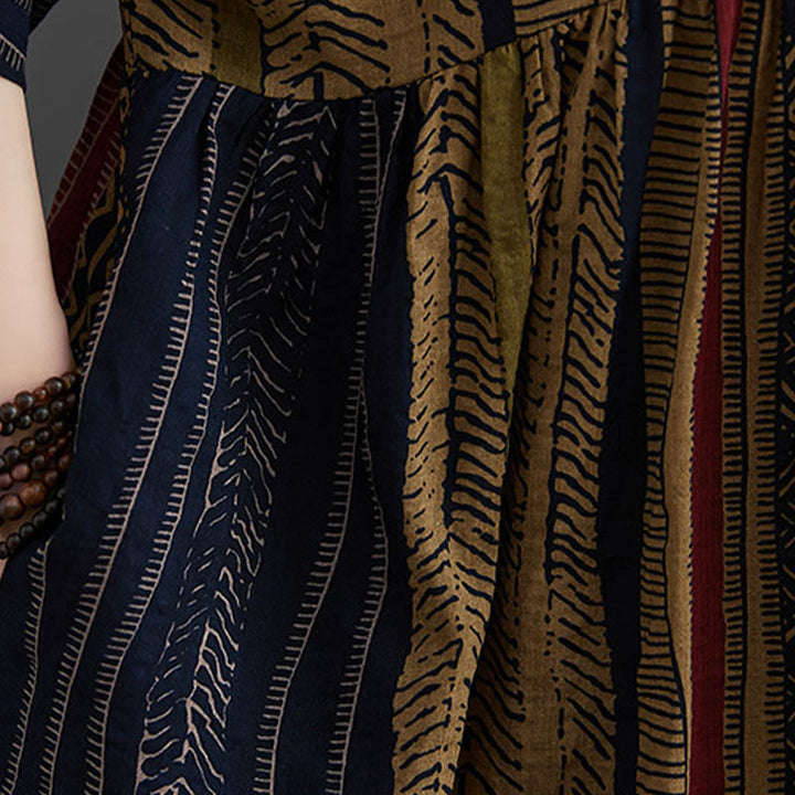 Abito midi a maniche corte con tasche Buddha Stones Boho Geometry
