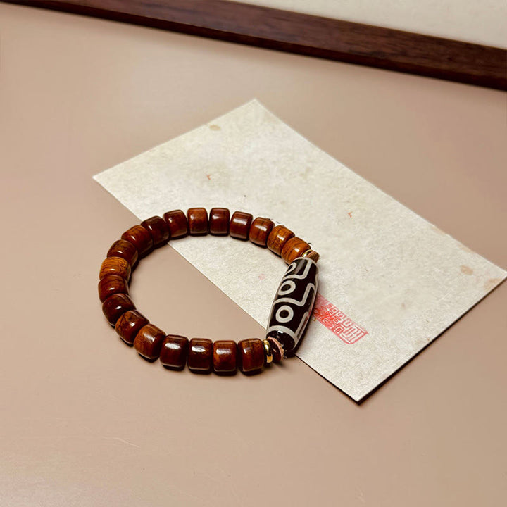 Braccialetto di protezione con perline di osso tibetane e Buddha Stones, perline Dzi a nove occhi