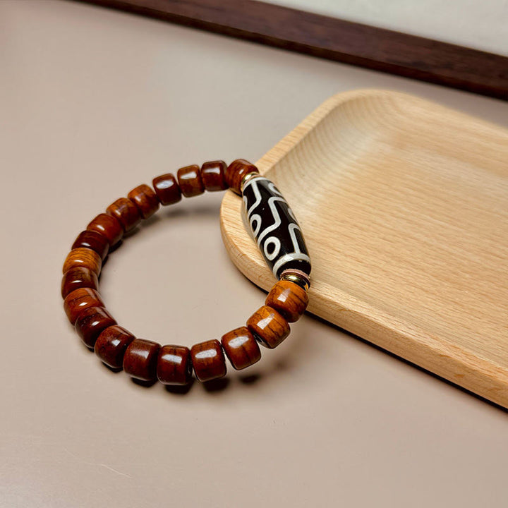Braccialetto di protezione con perline di osso tibetane e Buddha Stones, perline Dzi a nove occhi